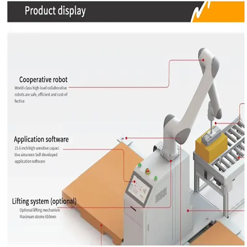 Automated cooperative robotic arm plastic cobot palletizer