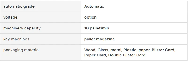Automatic Packaging Line Conveying Equipment Chinese Packaging Machine Production Line Pallet Magazine