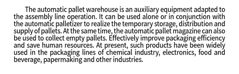 Automatic Packaging Line Conveying Equipment Chinese Packaging Machine Production Line Pallet Magazine