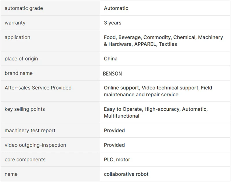 Collaborative Robotic Arm Plastic Palletizer 1kg 2kg 5kg Fried Chicken Noodles Cooking Industrial Collaborative Robot