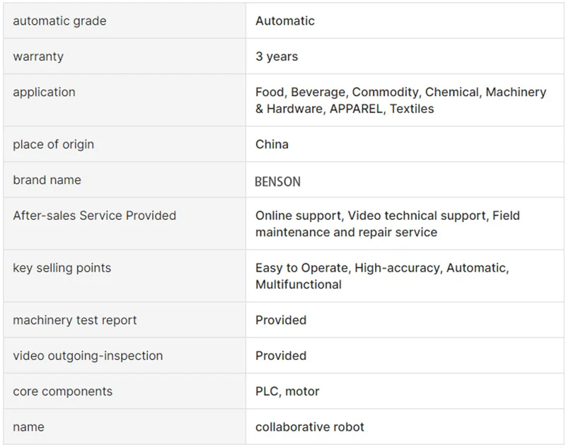 Collaborative Robotic Robot Pallet Plastic Palletizer 1kg 2kg 5kg Fried Chicken Noodles Cooking Industrial Arm