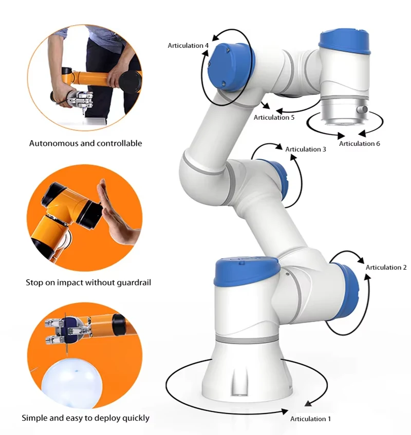 6 Axis Load 5kg 10kg 20kg Automatic Industrial Welding Spraying Cooking Palletizing Picking Loading Collaborative Robot Arm