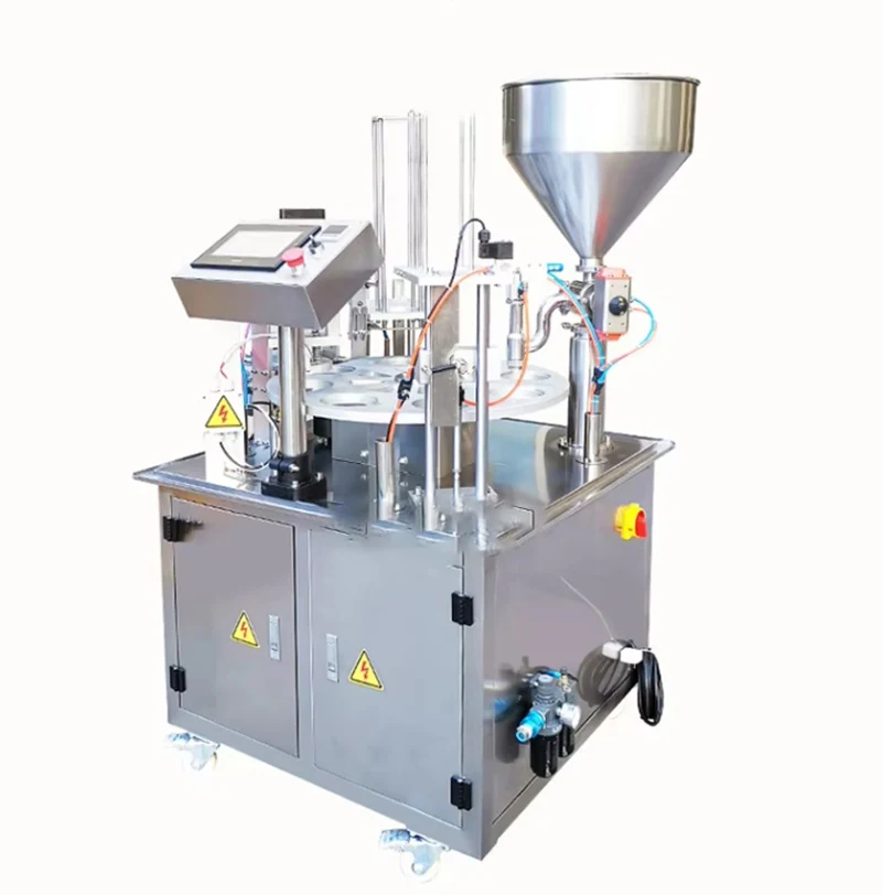 Fully Automatic Electric Turntable Cup Sealing Machine New Condition for Filling Aluminum Foil Beverages Milk Tea Jelly Bottles