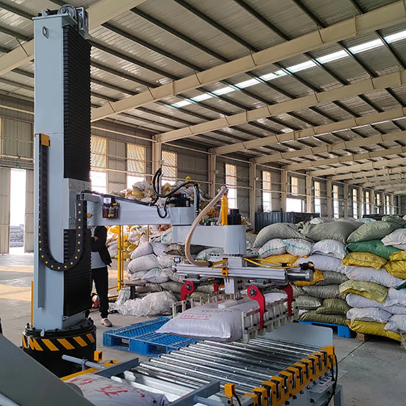 High precision fully automatic 10-50kg fertilizer granular salt animal feed vertical palletizer