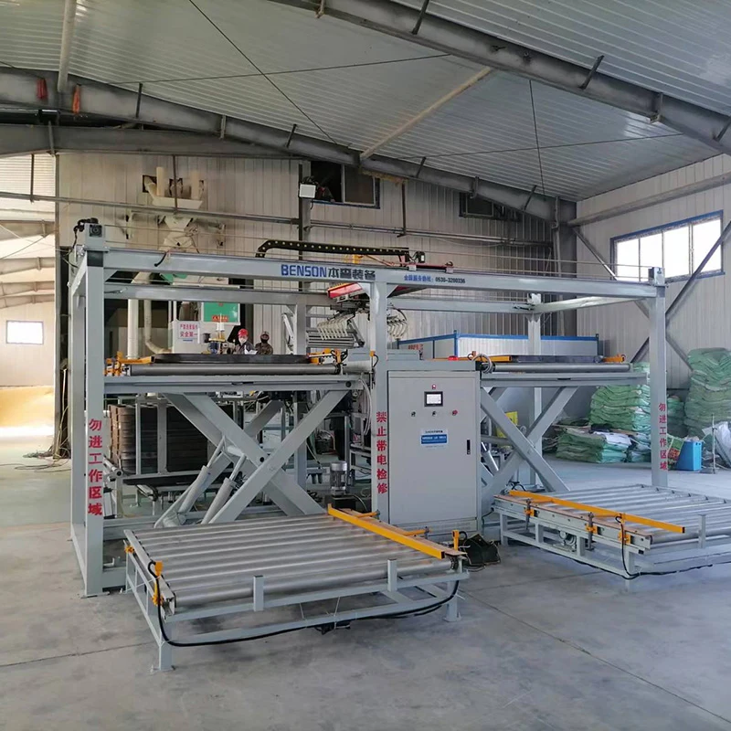 The gantry - type high - position palletizer is suitable for palletizing heavy objects with high load, has strong stability, a wide working range. It is produced by Benson manufacturer.