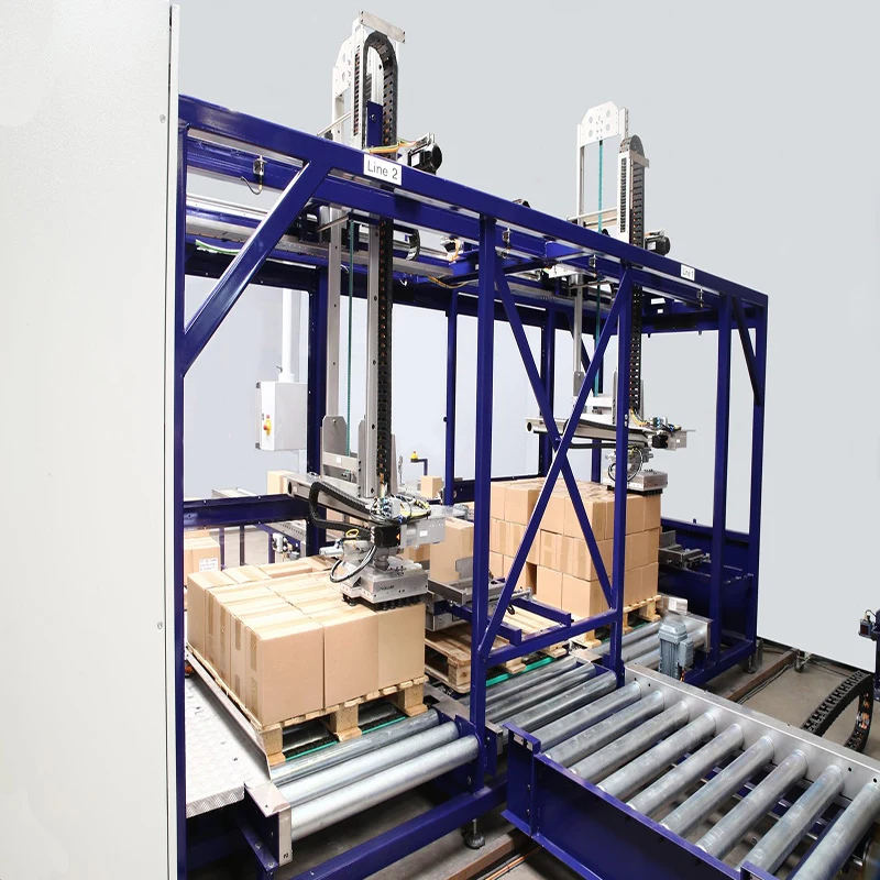 The gantry - type high - position palletizer is suitable for palletizing heavy objects with high load, has strong stability, a wide working range. It is produced by Benson manufacturer.
