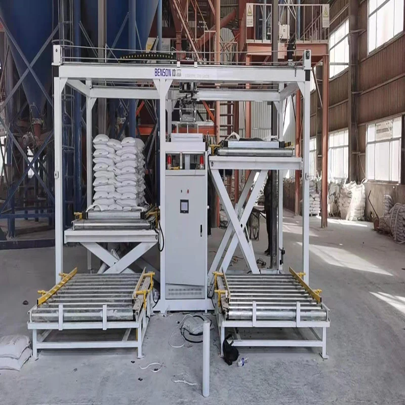 The gantry - type high - position palletizer is suitable for palletizing heavy objects with high load, has strong stability, a wide working range. It is produced by Benson manufacturer.