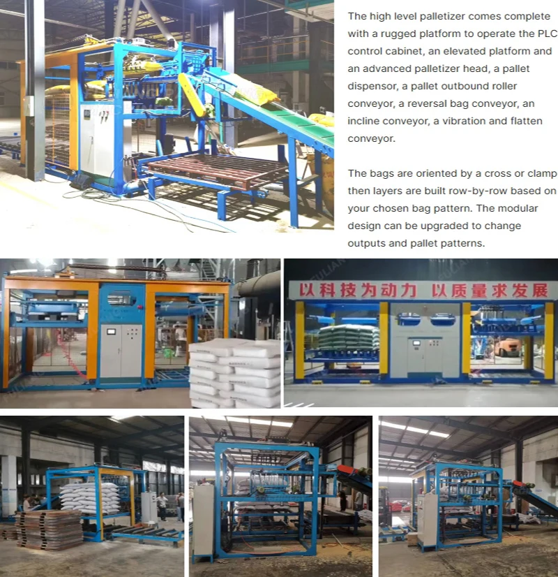 The gantry - type high - position palletizer is suitable for palletizing heavy objects with high load, has strong stability, a wide working range. It is produced by Benson manufacturer.