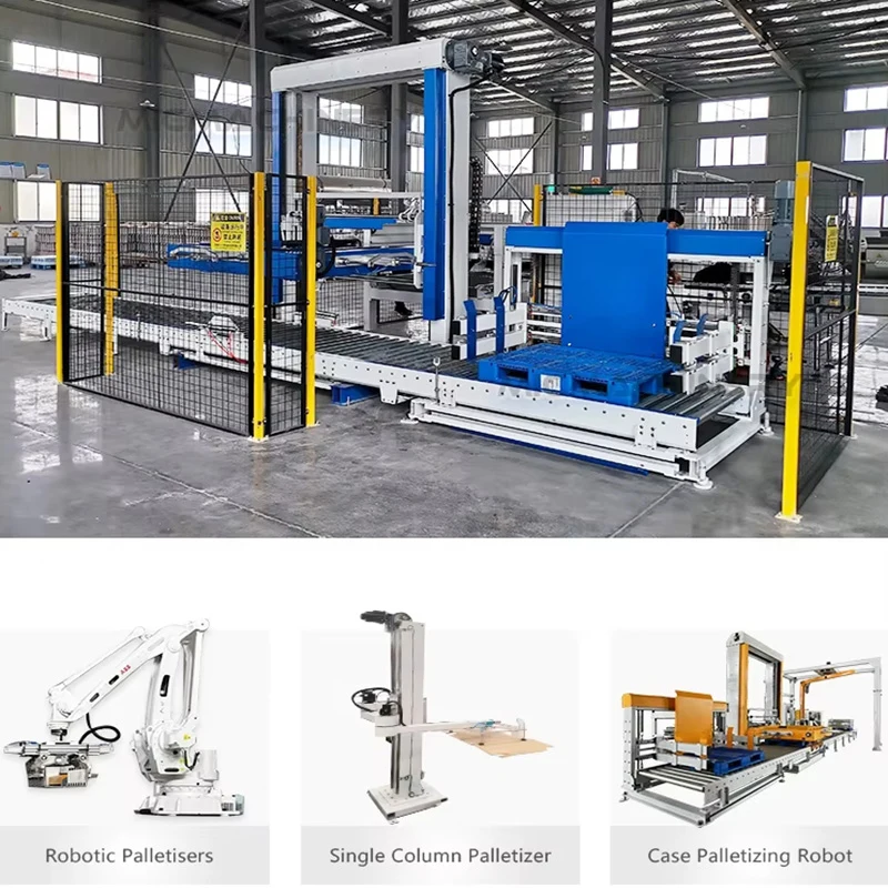The gantry - type high - position palletizer is suitable for palletizing heavy objects with high load, has strong stability, a wide working range. It is produced by Benson manufacturer.