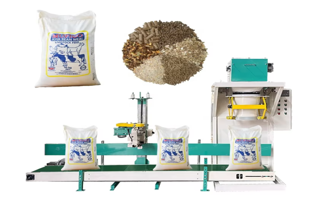 10kg Wheat Flour Package Machine Automatic Grains Bagging Machine Chicken Cow Bird Animal Food Feed 25kg Rice Packing Machine