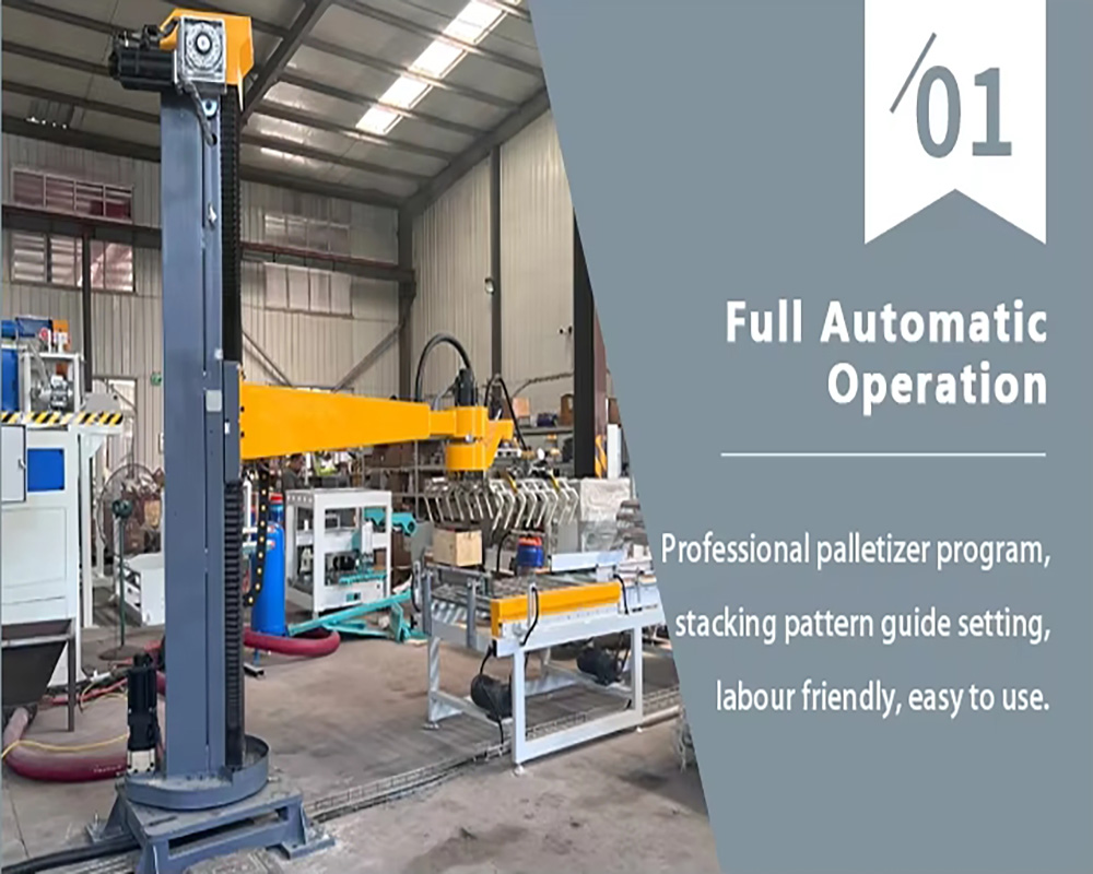 Automated Palletizer with 25kg and 50kg Intelligent Control, Carton Column Palletizing Robot, Palletizer for Food and Feed Packaging Bags