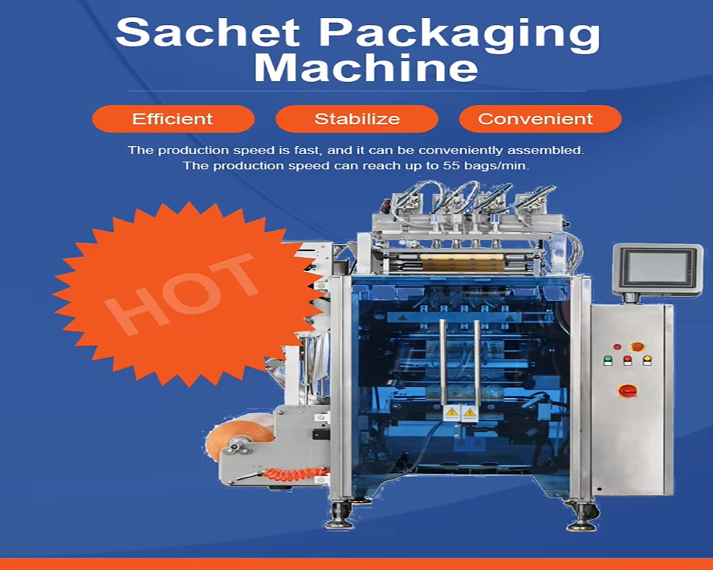 Fully automatic multi-functional vertical packaging machine, high efficiency sachet milk honey ketchup automatic roll film packaging machine.