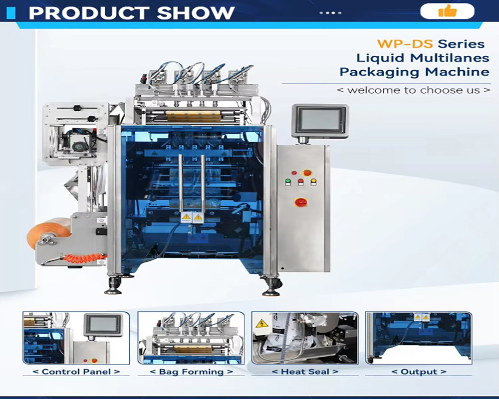 Fully automatic multi-functional vertical packaging machine, high efficiency sachet milk honey ketchup automatic roll film packaging machine.