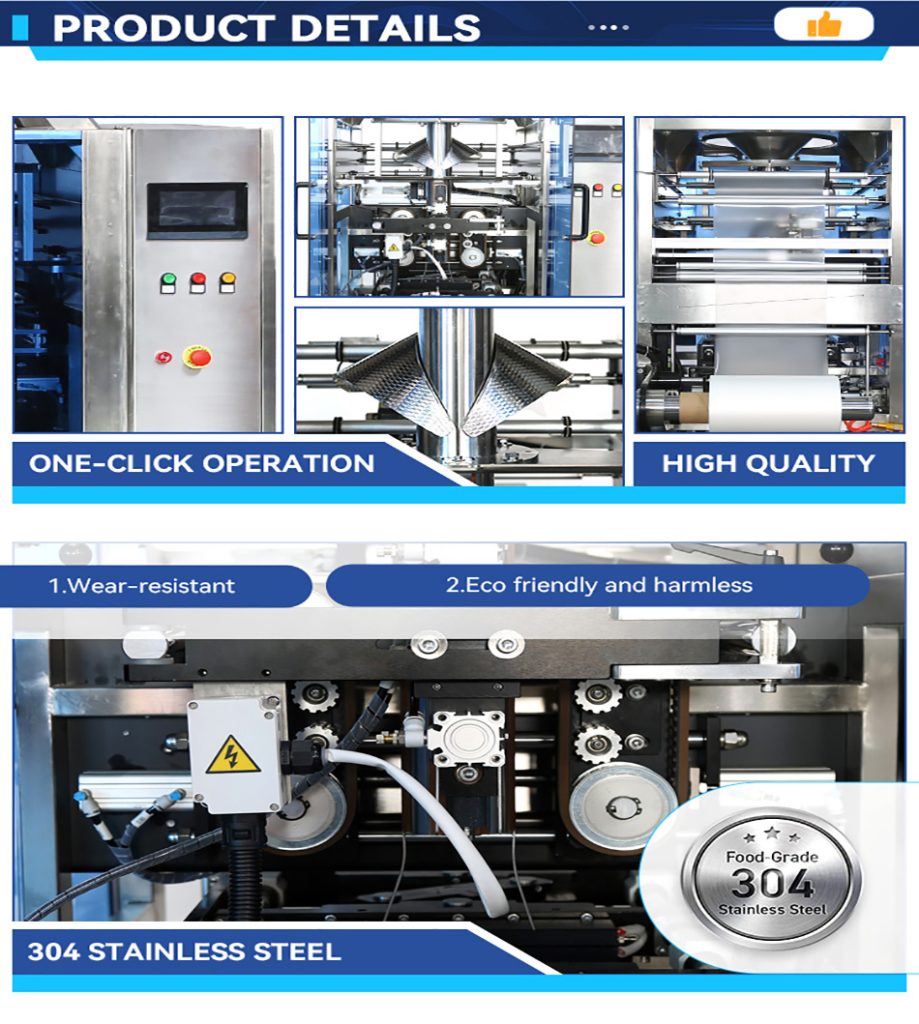 Multi-functional vertical packaging machine for small bags of melon seeds, fully automatic vertical packaging machine for banana chips, high-speed vertical packaging machine for small bags of biscuits, which saves time, effort and labor.