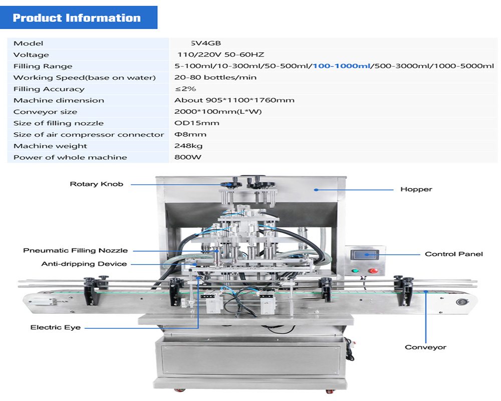Multi-head linkage liquid filling machine, bottled ketchup 5 kg barreled peanut oil large bottle laundry detergent multi-head linkage liquid filling machine