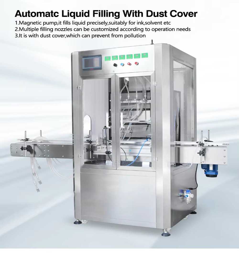 6 head liquid filling machine made in China Benson, small size pharmaceutical oral liquid lubricant oil fully automatic liquid filling machine