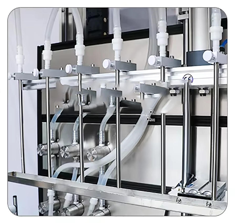 6 head liquid filling machine made in China Benson, small size pharmaceutical oral liquid lubricant oil fully automatic liquid filling machine