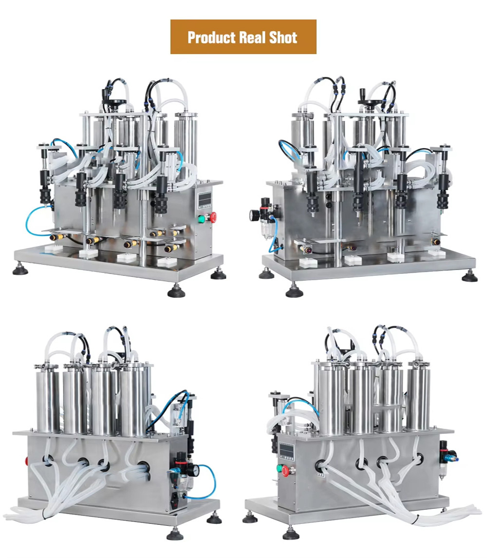 Semi-automatic desktop 4 nozzle vacuum filling machine, small bottle mosquito repellent liquid beverage perfume liquid vacuum filling machine
