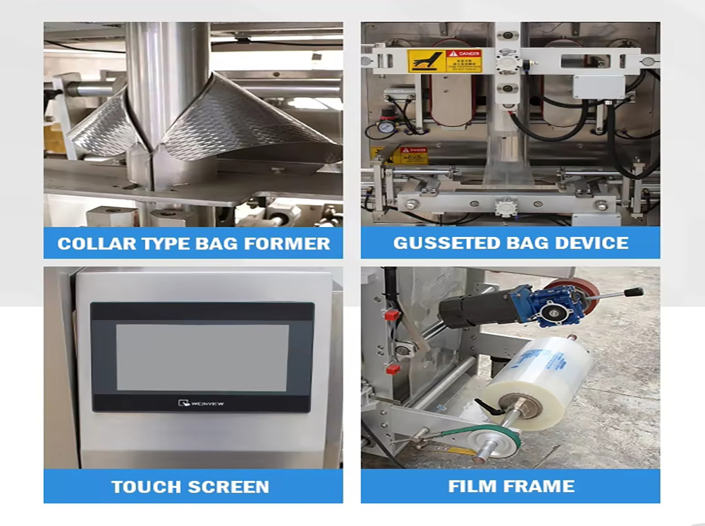 Combination multi-head weighing, automatic packaging of cereals, bagged whole wheat flour, oatmeal, millet, 10-50 kg corn granules, black sesame paste, high-efficiency packaging machine