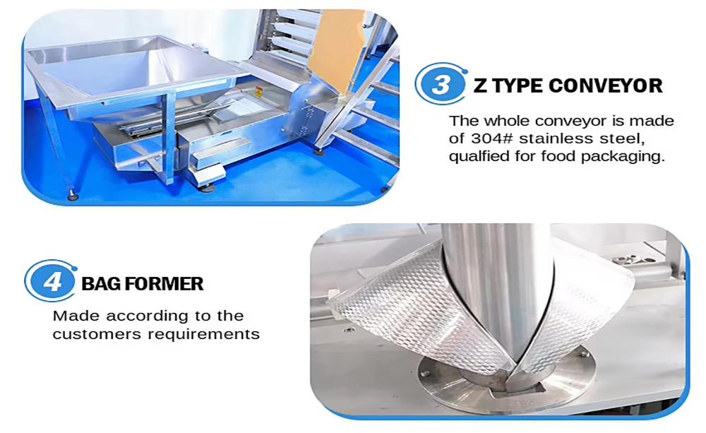 Combination multi-head weighing, automatic packaging of cereals, bagged whole wheat flour, oatmeal, millet, 10-50 kg corn granules, black sesame paste, high-efficiency packaging machine