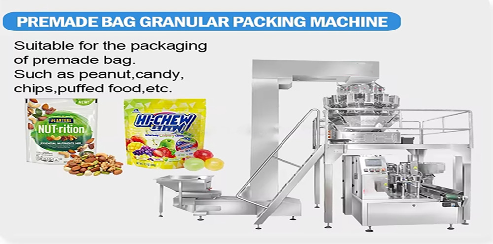 Combination multi-head weighing, automatic packaging of cereals, bagged whole wheat flour, oatmeal, millet, 10-50 kg corn granules, black sesame paste, high-efficiency packaging machine
