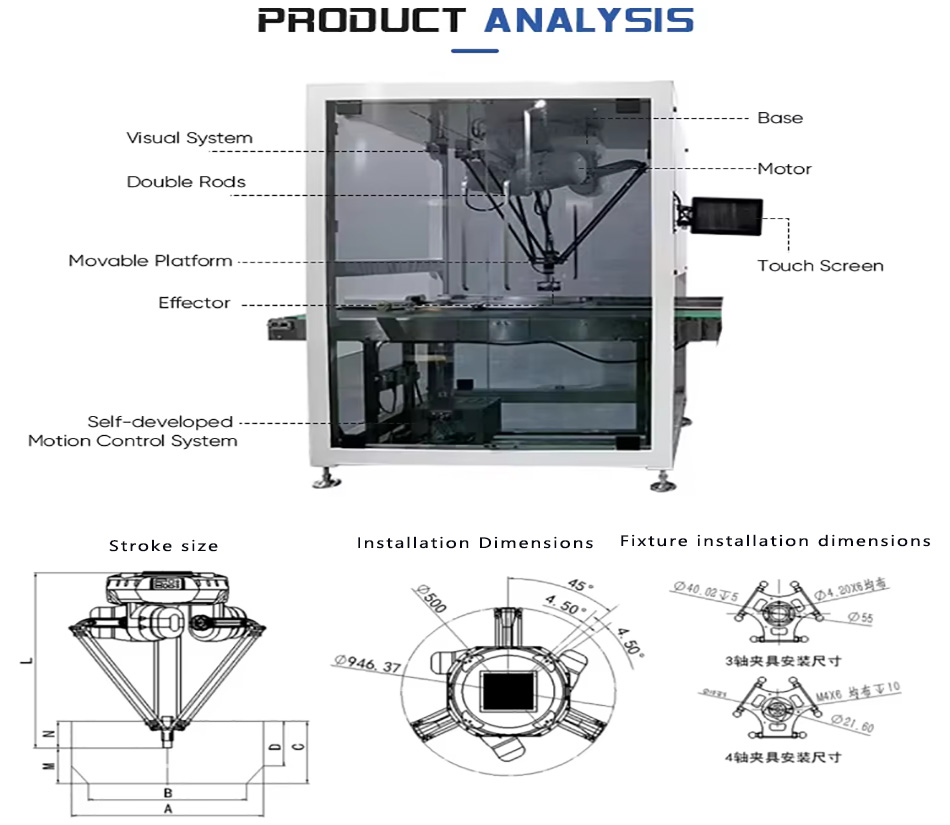 Industrial robot parallel spider manipulator, express delivery sorting medicine intelligent packing robot