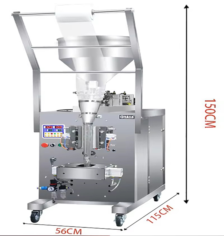 Fully automatic bagged sauce tomato sauce roll film packaging machine quantitative syrup paste liquid filling vertical packaging machine, using PLC control, aluminum foil