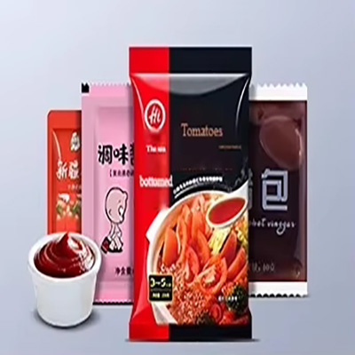 Fully automatic bagged sauce tomato sauce roll film packaging machine quantitative syrup paste liquid filling vertical packaging machine, using PLC control, aluminum foil