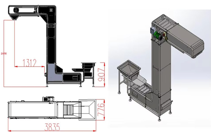 Unmanned intelligent Z-type bucket elevator Benson customized grain, peanut and sunflower seed vertical Z-type bucket elevator wholesale price